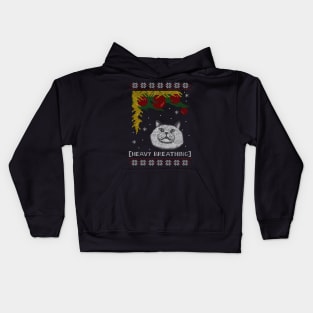 heavy breathing - cat ugly christmas sweater Kids Hoodie